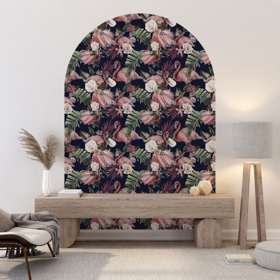 Vinilo Adhesivo Decorativo Arco - Flamencos rosas