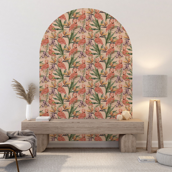 Vinilo Adhesivo Decorativo Arco - Flamencos rosas