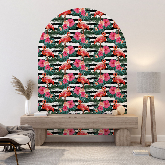 Vinilo Adhesivo Decorativo Arco - Flamencos rosas