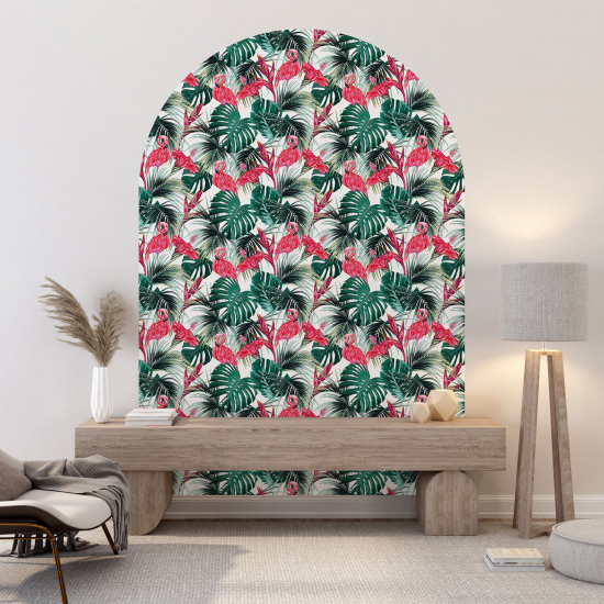 Vinilo Adhesivo Decorativo Arco - Flamencos rosas