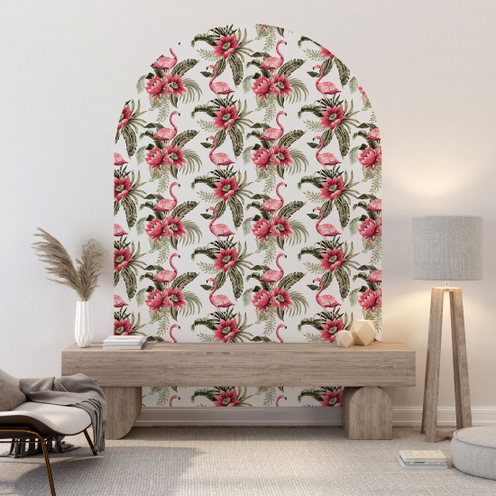 Vinilo Adhesivo Decorativo Arco - Flamencos rosas