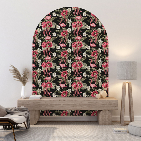 Vinilo Adhesivo Decorativo Arco - Flamencos rosas