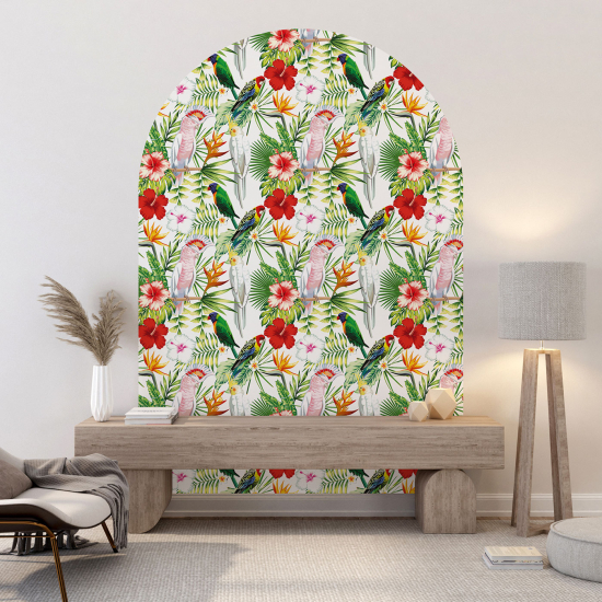 Vinilo Adhesivo Decorativo Arco - Flores Pájaros