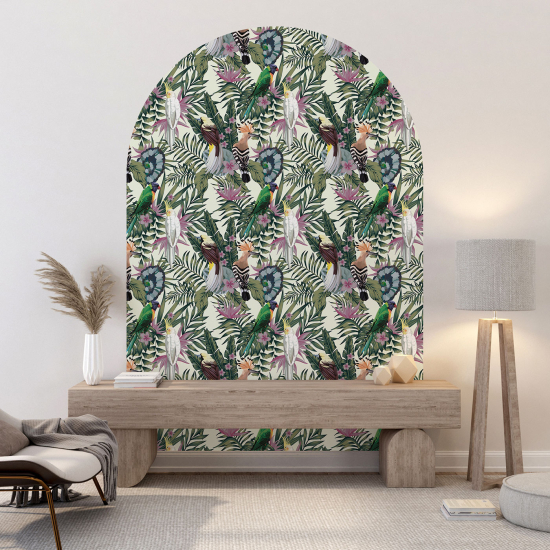 Vinilo Adhesivo Decorativo Arco - Flores Pájaros