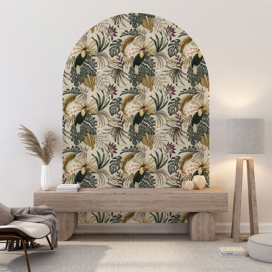 Vinilo Adhesivo Decorativo Arco - Flores Pájaros