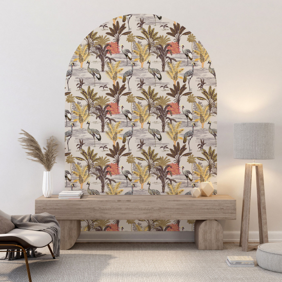 Vinilo Adhesivo Decorativo Arco - Flores Pájaros