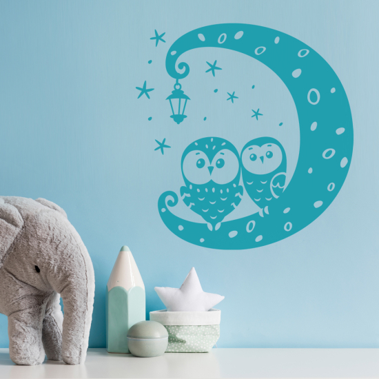 Vinilo Adhesivo Decorativo - Búhos Luna