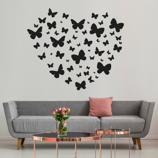 Vinilo Adhesivo Decorativo - Corazón Mariposas