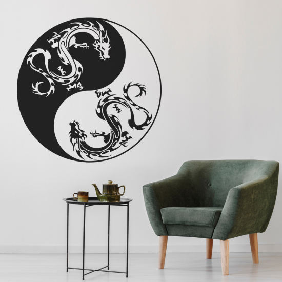 Vinilo Adhesivo Decorativo - Dragones Yin Yang