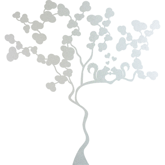 Vinilo Adhesivo Decorativo esmerilado - Árbol Ardillas