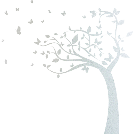 Vinilo Adhesivo Decorativo esmerilado - Árbol Mariposas