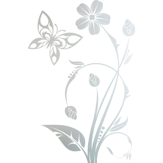 Vinilo Adhesivo Decorativo esmerilado - Flores Mariposa