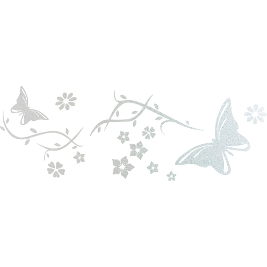 Vinilo Adhesivo Decorativo esmerilado - Flores Mariposas