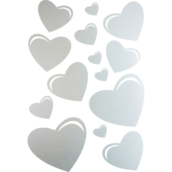 Vinilo Adhesivo Decorativo esmerilado - Kit 14 Corazones