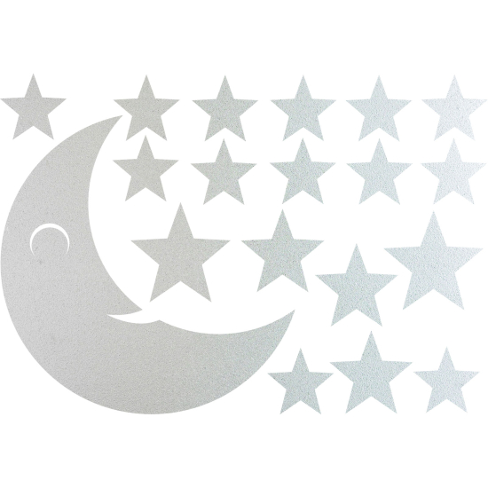 Vinilo Adhesivo Decorativo esmerilado - Kit 18 Estrellas Luna