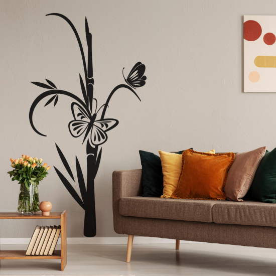 Vinilo Adhesivo Decorativo - Flor Mariposas