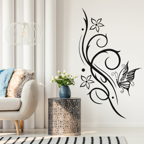 Vinilo Adhesivo Decorativo - Flores Mariposa