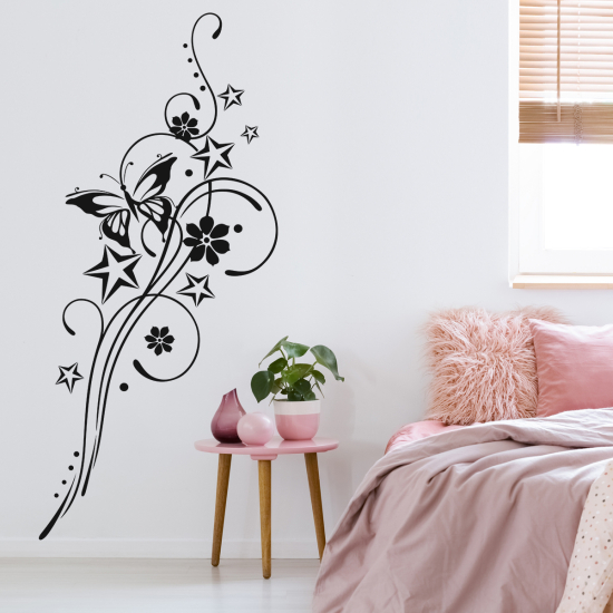 Vinilo Adhesivo Decorativo - Flores Mariposa