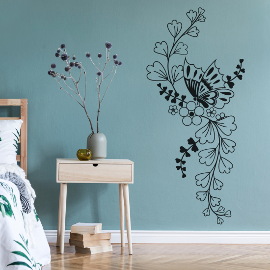 Vinilo Adhesivo Decorativo - Flores Mariposa