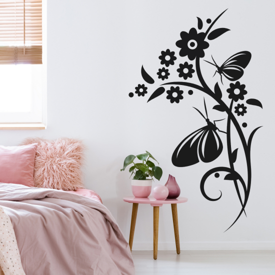 Vinilo Adhesivo Decorativo - Flores Mariposa