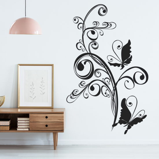 Vinilo Adhesivo Decorativo - Flores Mariposa