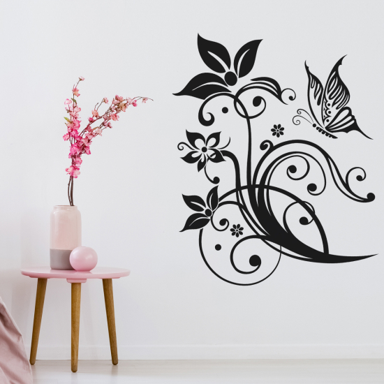 Vinilo Adhesivo Decorativo - Flores Mariposa
