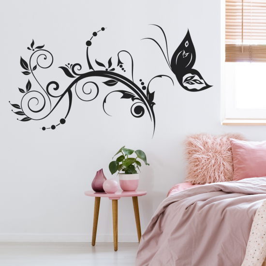 Vinilo Adhesivo Decorativo - Flores Mariposa