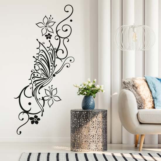 Vinilo Adhesivo Decorativo - Flores Mariposa