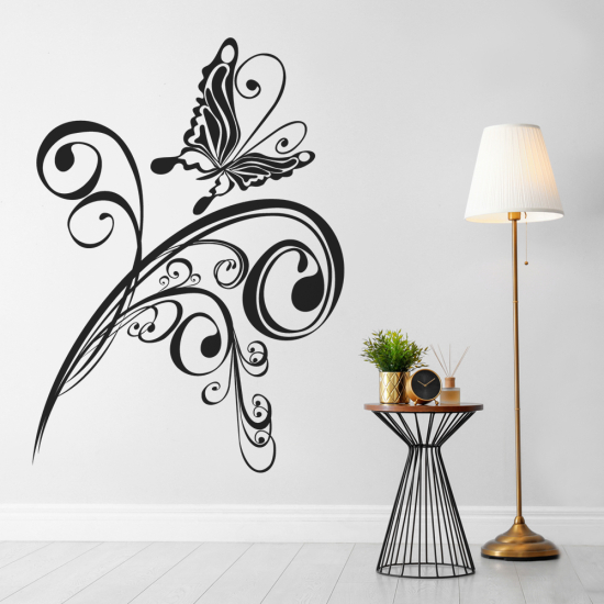 Vinilo Adhesivo Decorativo - Flores Mariposa
