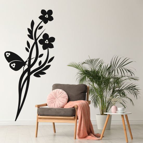 Vinilo Adhesivo Decorativo - Flores Mariposa