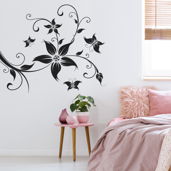 Vinilo Adhesivo Decorativo - Flores Mariposa