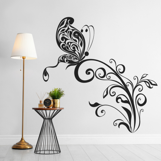 Vinilo Adhesivo Decorativo - Flores Mariposa