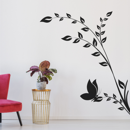 Vinilo Adhesivo Decorativo - Flores Mariposa