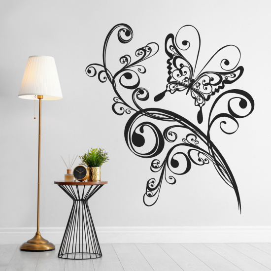 Vinilo Adhesivo Decorativo - Flores Mariposa