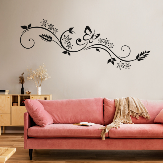Vinilo Adhesivo Decorativo - Flores Mariposa