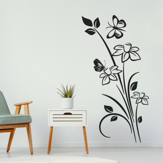 Vinilo Adhesivo Decorativo - Flores Mariposa