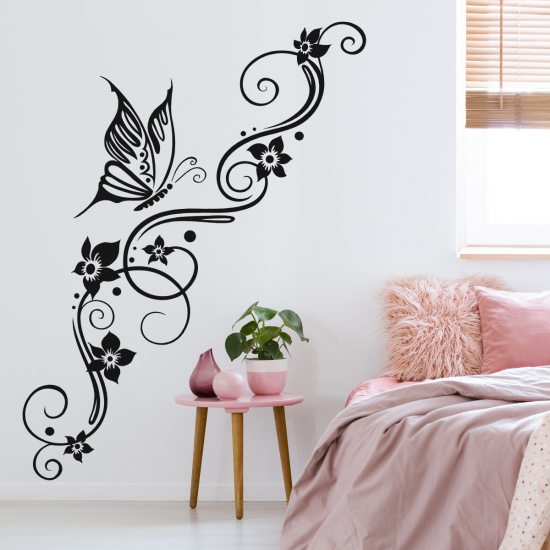 Vinilo Adhesivo Decorativo - Flores Mariposa