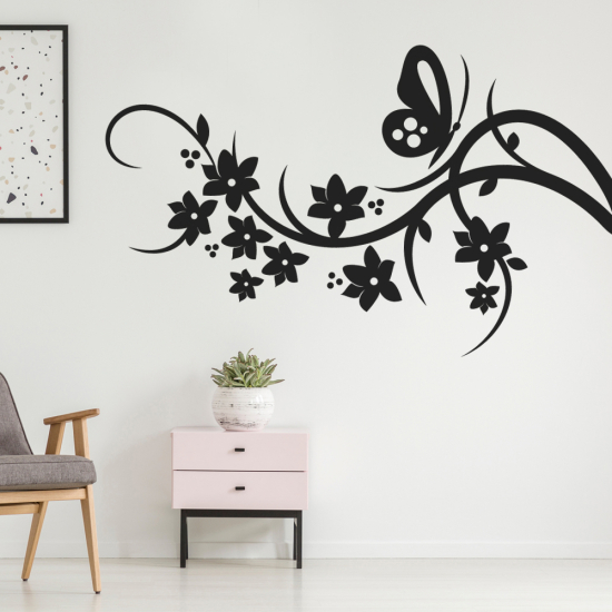 Vinilo Adhesivo Decorativo - Flores Mariposa
