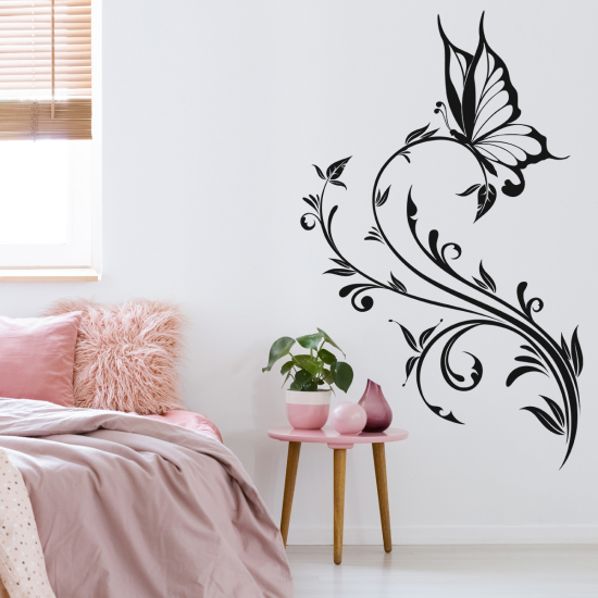 Vinilo Adhesivo Decorativo - Flores Mariposa