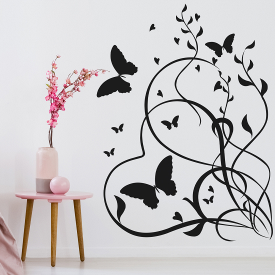 Vinilo Adhesivo Decorativo - Flores Mariposas