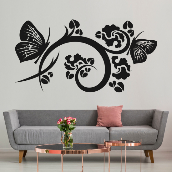 Vinilo Adhesivo Decorativo - Flores Mariposas