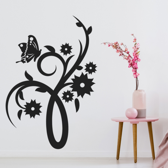 Vinilo Adhesivo Decorativo - Flores Mariposas