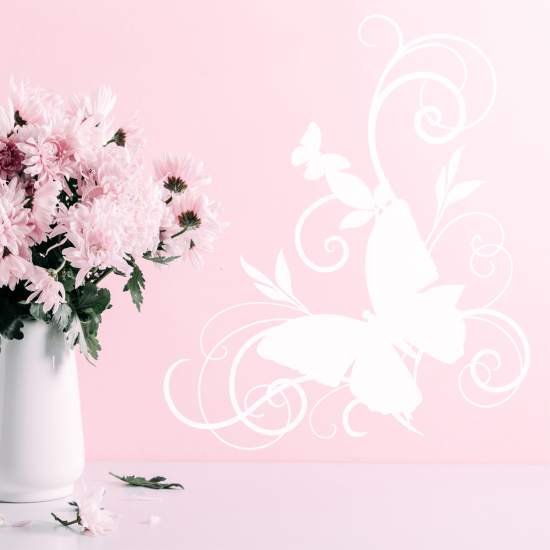 Vinilo Adhesivo Decorativo - Flores Mariposas