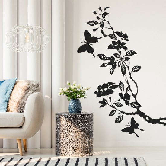 Vinilo Adhesivo Decorativo - Flores Mariposas