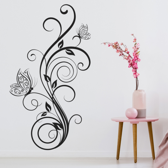 Vinilo Adhesivo Decorativo - Flores Mariposas