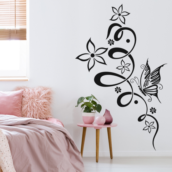 Vinilo Adhesivo Decorativo - Flores Mariposas
