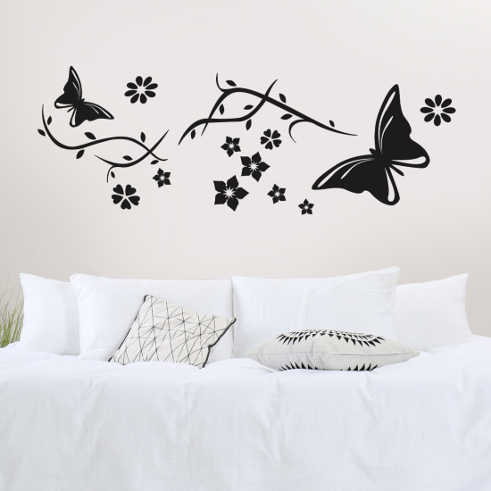 Vinilo Adhesivo Decorativo - Flores Mariposas