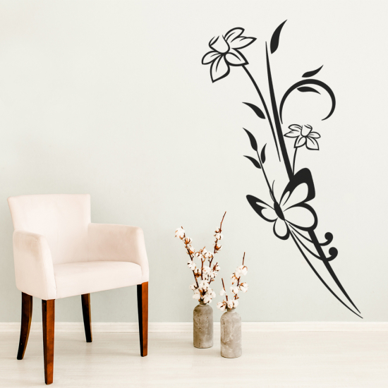 Vinilo Adhesivo Decorativo - Flores Mariposas