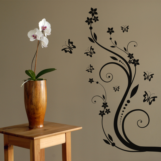 Vinilo Adhesivo Decorativo - Flores Mariposas