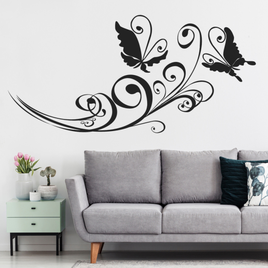 Vinilo Adhesivo Decorativo - Flores Mariposas